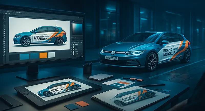 From Flat Art to Street Reality: The Power of 3D Car Graphic Design Mockup Templates